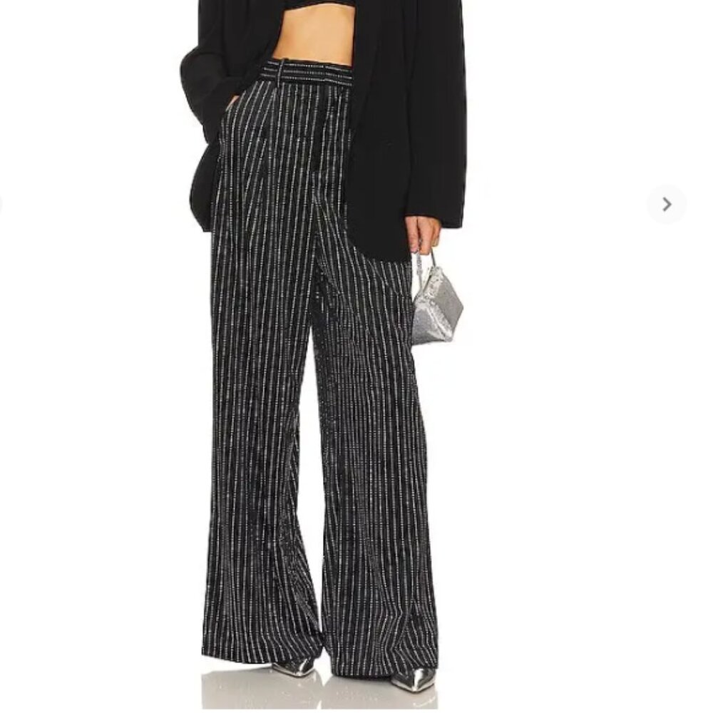 Ronny Kobo  Brinkley Wide-Leg Velvet & Crystal Pants